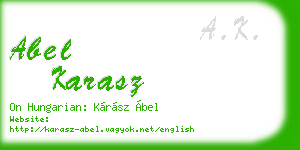 abel karasz business card