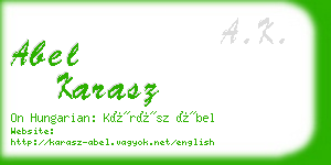 abel karasz business card